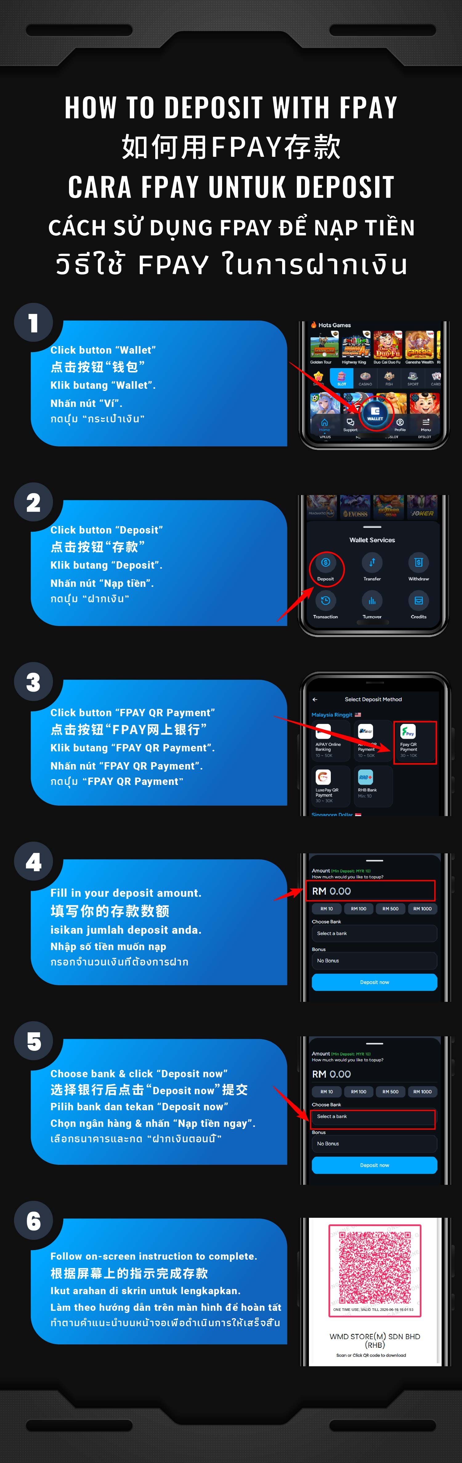 Illustrated step-by-step AiPLAY guide: How to FPAY QR Payment